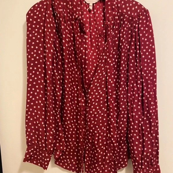 Rebecca Taylor BLURRY HEART SILK TIE NECK BLOUSE - Picture 4 of 7